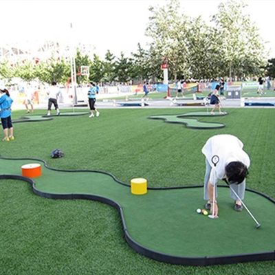 Green Golf Cỏ nhân tạo Dtex 6000 15mm Cỏ nhân tạo với sợi cong cho thể thao và vườn