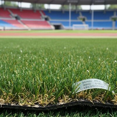 55mm Pile Height 8000 Dtex 220 Stitches Per Meter High Density Football Artificial Turf for Stadiums and Training Places